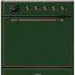 Ilve UMI30QNE3EGB Majestic Ii 30 Inch Electric Freestanding Range In Emerald Green With Bronze Trim