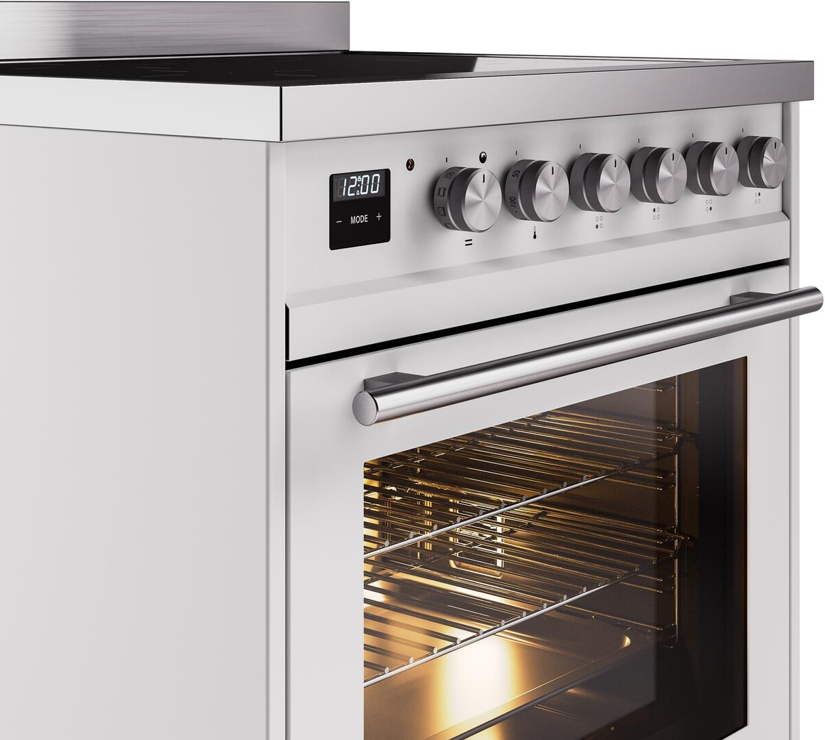 Ilve UPI304WMPWH Professional Plus Ii 30 Inch Electric Freestanding Range In White With Trim