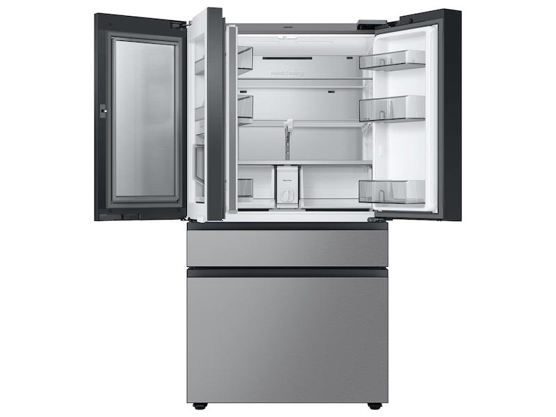 Samsung RF23BB8900QK Bespoke Counter Depth 4-Door French Door Refrigerator (23 Cu. Ft.) - In Charcoal Glass Top And Family Hub&#8482; Panels With Stainless Steel Middle And Bottom Panels