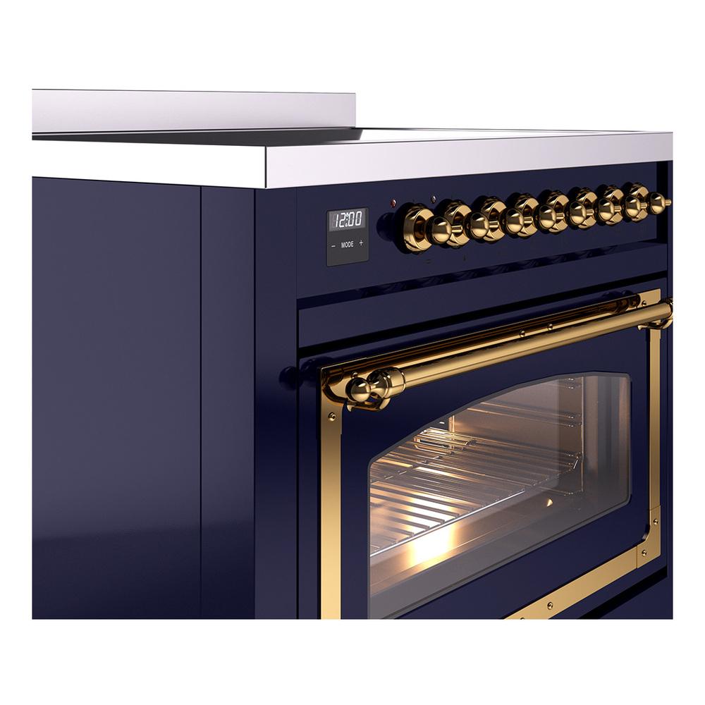 Ilve UNI366NMPMBG Ilve Uni366Nmpmbg Nostalgie Ii Noblesse 36" Induction Range (Triple Glass Door, Midnight Blue, Brass)