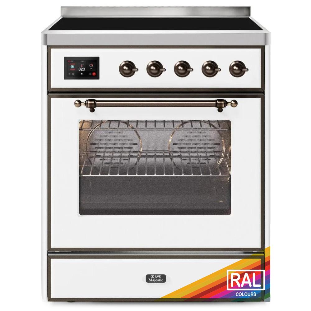 Ilve UMI30NE3RAB Ilve Majestic Ii 30 Umi30Ne3Rab Freestanding Electric Range With Induction Single Oven With Triple Glass Door In Ral Color With Bronze Knobs