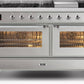 Ilve UM15FDNS3SSCLP Majestic Ii 60 Inch Dual Fuel Liquid Propane Freestanding Range In Stainless Steel With Chrome Trim