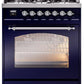 Ilve UP30NMPMBC Nostalgie Ii 30 Inch Dual Fuel Natural Gas Freestanding Range In Blue With Chrome Trim