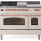 Ilve UP48FSNMPAWPLP Nostalgie Ii 48 Inch Dual Fuel Liquid Propane Freestanding Range In Antique White With Copper Trim