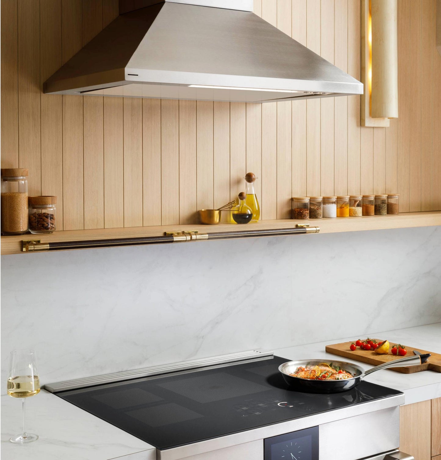 Monogram ZVWS481SRSS Monogram 48" Wall-Mounted Pyramid Chimney Vent Hood With Air Quality Sensors