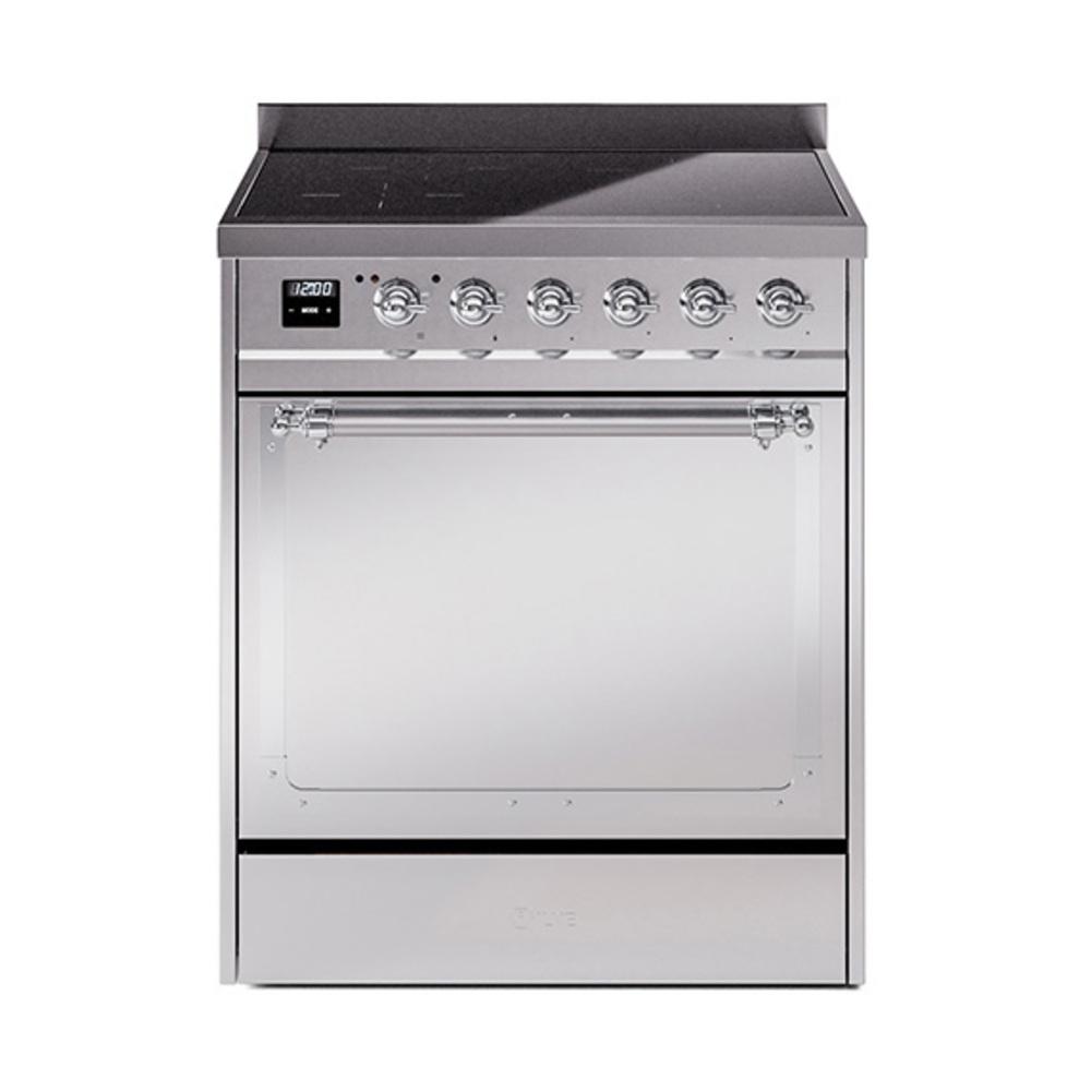 Ilve UNI304QNMPSSC Ilve Uni304Qnmpssc Nostalgie Ii Noblesse 30" Induction Range (Solid Door, Stainless Steel, Chrome)