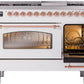 Ilve UP48FNMPWHPLP Nostalgie Ii 48 Inch Dual Fuel Liquid Propane Freestanding Range In White With Copper Trim