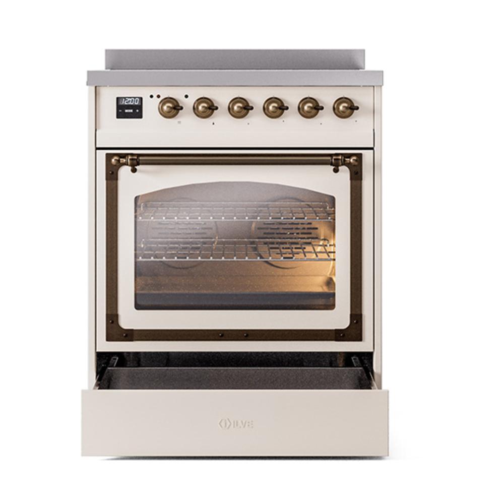 Ilve UNI304NMPAWB Ilve Uni304Nmpawb Nostalgie Ii Noblesse 30" Induction Range (Triple Glass Door, Antique White, Burnished)