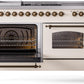 Ilve UP60FSNMPAWB Nostalgie Ii 60 Inch Dual Fuel Natural Gas Freestanding Range In Antique White With Bronze Trim