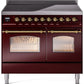 Ilve UPDI406NMPBUG Nostalgie Ii 40 Inch Electric Freestanding Range In Burgundy With Brass Trim