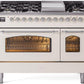 Ilve UP48FNMPAWC Nostalgie Ii 48 Inch Dual Fuel Natural Gas Freestanding Range In Antique White With Chrome Trim