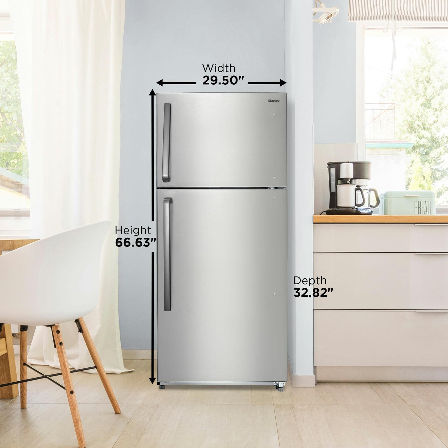 Danby DFF180E2SSDB Danby 18.1 Cu. Ft. Apartment Size Fridge Top Mount In Stainless Steel