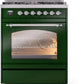 Ilve UP30NMPEGC Nostalgie Ii 30 Inch Dual Fuel Natural Gas Freestanding Range In Emerald Green With Chrome Trim