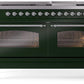 Ilve UP60FNMPEGC Nostalgie Ii 60 Inch Dual Fuel Natural Gas Freestanding Range In Emerald Green With Chrome Trim