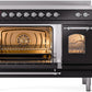 Ilve UPI486NMPBKC Nostalgie Ii 48 Inch Electric Freestanding Range In Glossy Black With Chrome Trim