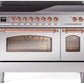 Ilve UPI486NMPSSP Nostalgie Ii 48 Inch Electric Freestanding Range In Stainless Steel With Copper Trim