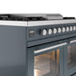 Ilve UPD40FWMPBG Professional Plus Ii 40 Inch Dual Fuel Natural Gas Freestanding Range In Blue Grey With Trim