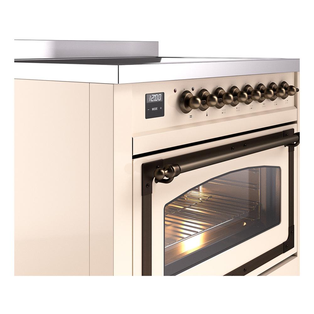 Ilve UNI366NMPAWB Ilve Uni366Nmpawb Nostalgie Ii Noblesse 36" Induction Range (Triple Glass Door, Antique White, Burnished)