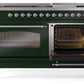 Ilve UP60FNMPEGC Nostalgie Ii 60 Inch Dual Fuel Natural Gas Freestanding Range In Emerald Green With Chrome Trim