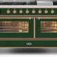 Ilve UM15FDNS3EGPLP Majestic Ii 60 Inch Dual Fuel Liquid Propane Freestanding Range In Emerald Green With Copper Trim