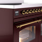 Ilve UPDI406NMPBUG Nostalgie Ii 40 Inch Electric Freestanding Range In Burgundy With Brass Trim