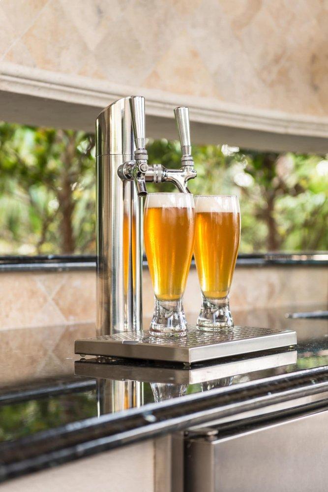 True Residential TUR24DDLSSC 24 Inch Dual Tap Solid Stainless Door Left Hinge Undercounter Beverage Dispenser