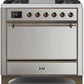 Ilve UM09FDQNS3SSB Majestic Ii 36 Inch Dual Fuel Natural Gas Freestanding Range In Stainless Steel With Bronze Trim