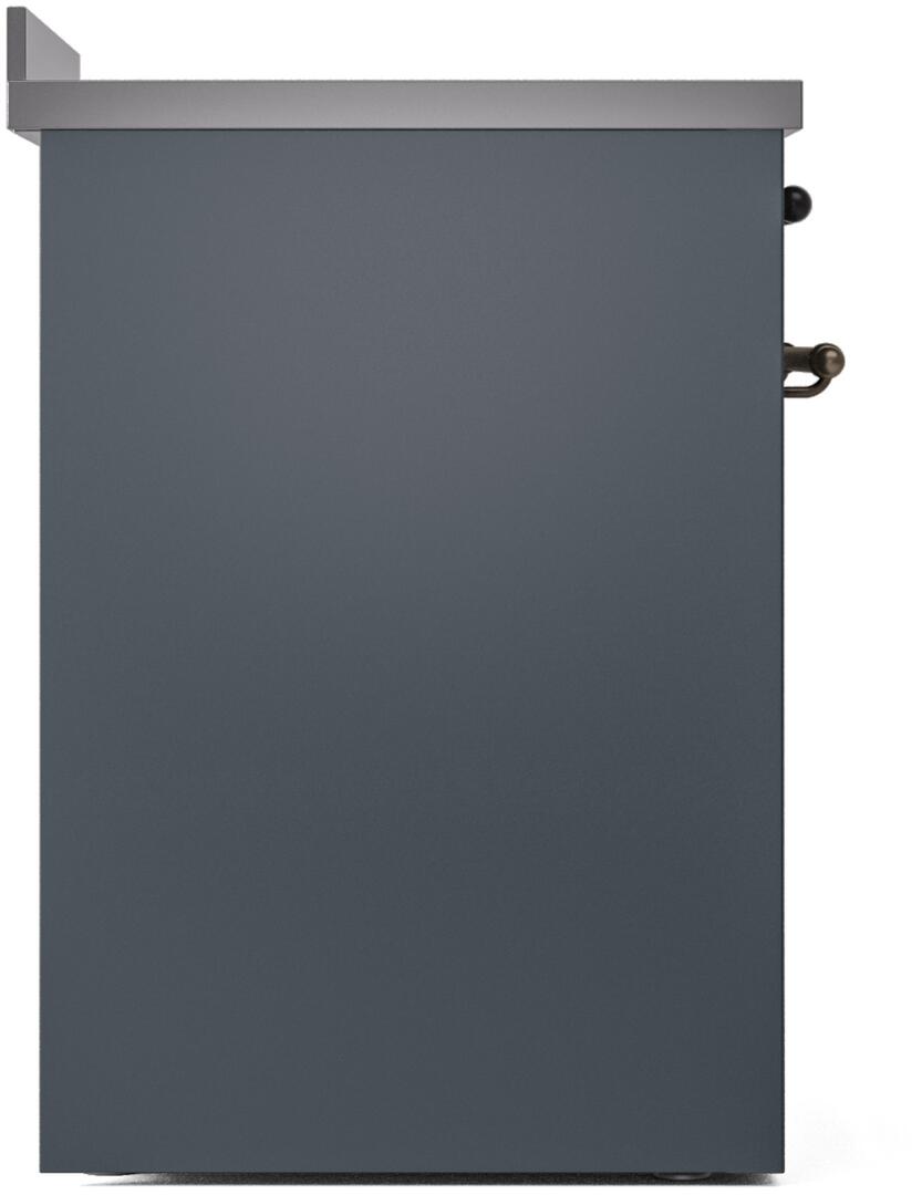 Ilve UPI304NMPBGB Nostalgie Ii 30 Inch Electric Freestanding Range In Blue Grey With Bronze Trim