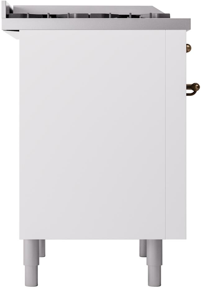 Ilve UP36FNMPWHB Nostalgie Ii 36 Inch Dual Fuel Natural Gas Freestanding Range In White With Bronze Trim