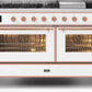 Ilve UM15FDNS3WHPLP Majestic Ii 60 Inch Dual Fuel Liquid Propane Freestanding Range In White With Copper Trim