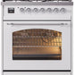 Ilve UP30NMPWHC Nostalgie Ii 30 Inch Dual Fuel Natural Gas Freestanding Range In White With Chrome Trim