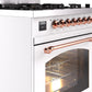 Ilve UP30NMPWHP Nostalgie Ii 30 Inch Dual Fuel Natural Gas Freestanding Range In White With Copper Trim