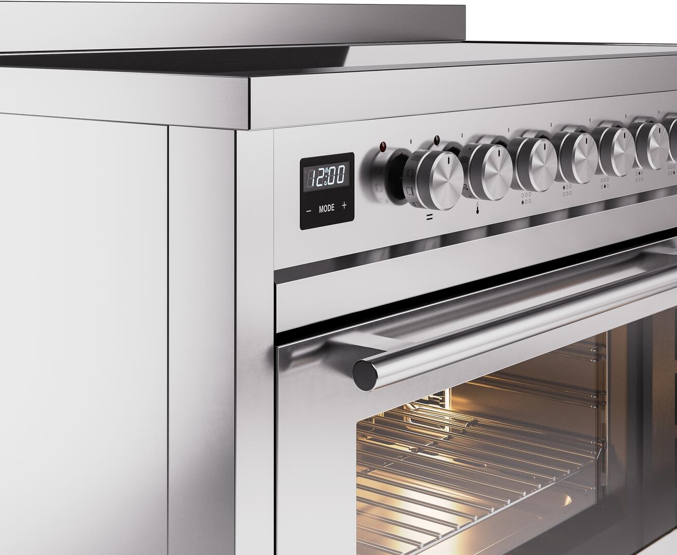 Ilve UPI486WMPSS Professional Plus Ii 48 Inch Electric Freestanding Range In Stainless Steel With Trim