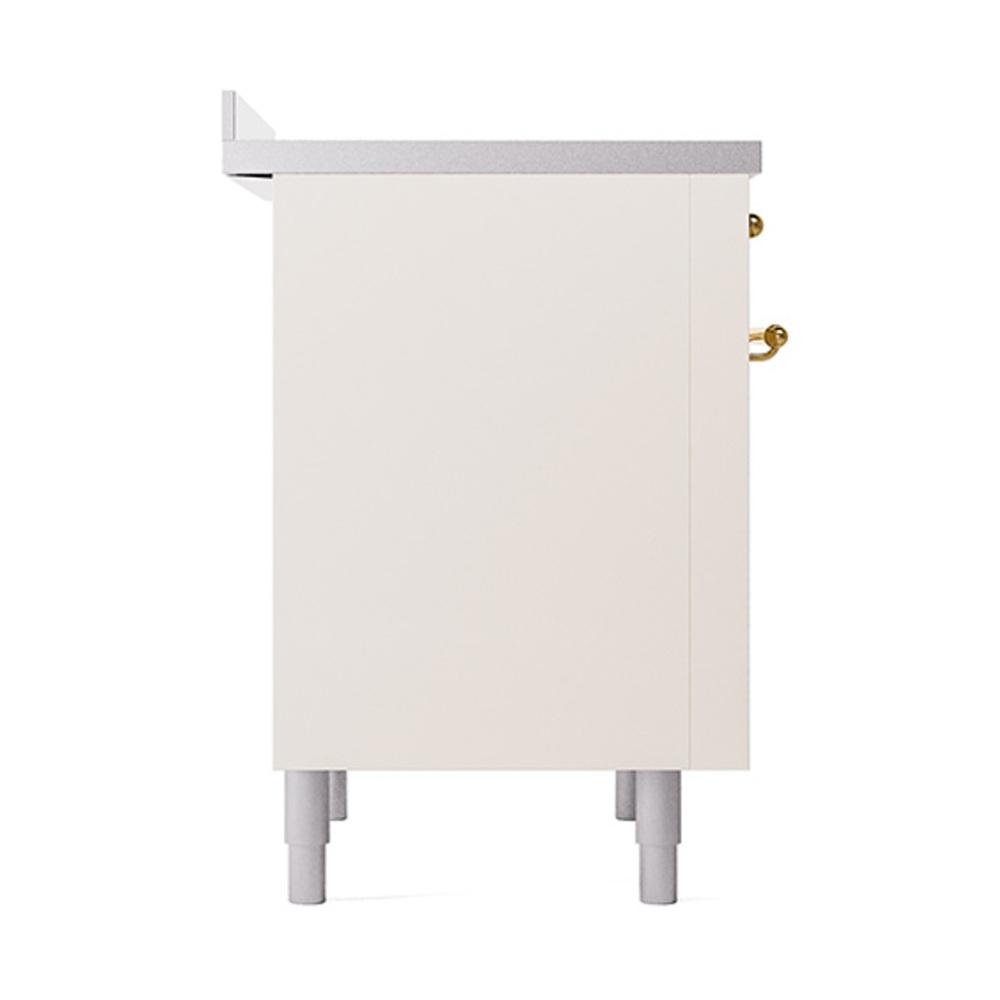 Ilve UNI366QNMPAWG Ilve Uni366Qnmpawg Nostalgie Ii Noblesse 36" Induction Range (Solid Door, Antique White, Brass)