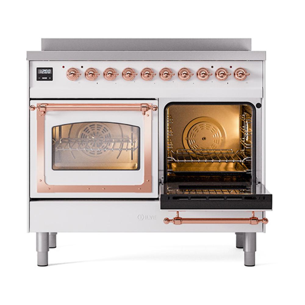 Ilve UNDI406NMPWHP Ilve Undi406Nmpwhp Nostalgie Ii Noblesse 40" Induction Range (Triple Glass Door, White, Copper)