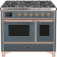 Ilve UMD10FDNS3BGP Majestic Ii 40 Inch Dual Fuel Natural Gas Freestanding Range In Blue Grey With Copper Trim