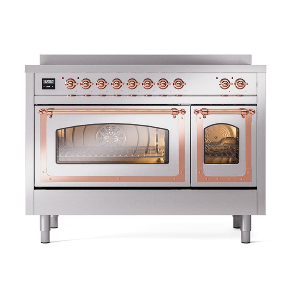 Ilve UNI486NMPSSP Ilve Uni486Nmpssp Nostalgie Ii Noblesse 48" Induction Range (Triple Glass Door, Stainless Steel, Copper)