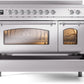 Ilve UPI486NMPSSC Nostalgie Ii 48 Inch Electric Freestanding Range In Stainless Steel With Chrome Trim