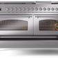 Ilve UP60FNMPSSC Nostalgie Ii 60 Inch Dual Fuel Natural Gas Freestanding Range In Stainless Steel With Chrome Trim