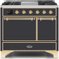 Ilve UMD10FDQNS3MGGLP Majestic Ii 40 Inch Dual Fuel Liquid Propane Freestanding Range In Matte Graphite With Brass Trim