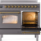 Ilve UPDI406NMPMGG Nostalgie Ii 40 Inch Electric Freestanding Range In Matte Graphite With Brass Trim