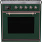 Ilve UM30DNE3EGBLP Majestic Ii 30 Inch Dual Fuel Liquid Propane Freestanding Range In Emerald Green With Bronze Trim