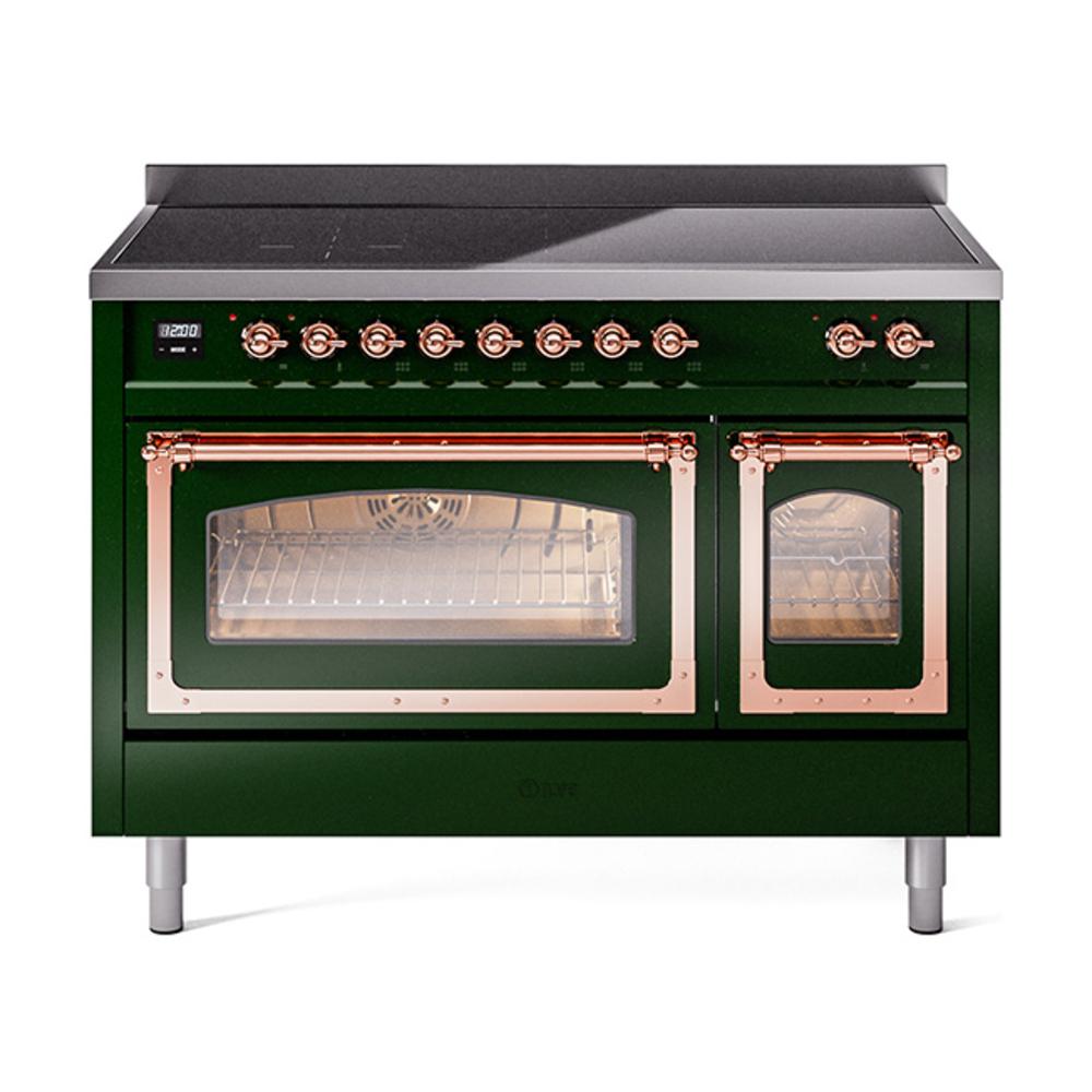 Ilve UNI486NMPEGP Ilve Uni486Nmpegp Nostalgie Ii Noblesse 48" Induction Range (Triple Glass Door, Emerald Green, Copper)