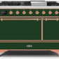 Ilve UM12FDQNS3EGPLP Majestic Ii 48 Inch Dual Fuel Liquid Propane Freestanding Range In Emerald Green With Copper Trim