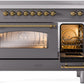 Ilve UPI486NMPMGG Nostalgie Ii 48 Inch Electric Freestanding Range In Matte Graphite With Brass Trim