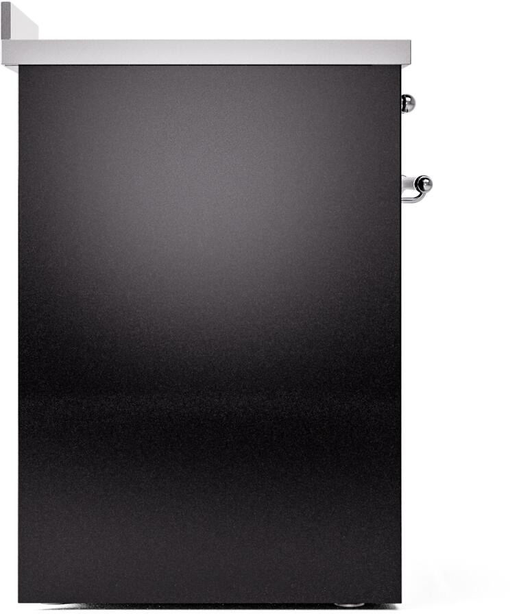 Ilve UPI304NMPBKC Nostalgie Ii 30 Inch Electric Freestanding Range In Glossy Black With Chrome Trim