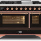 Ilve UM12FDNS3BKPLP Majestic Ii 48 Inch Dual Fuel Liquid Propane Freestanding Range In Glossy Black With Copper Trim