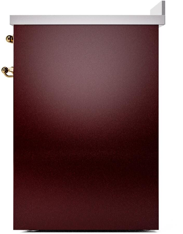 Ilve UPI304NMPBUG Nostalgie Ii 30 Inch Electric Freestanding Range In Burgundy With Brass Trim