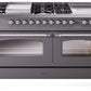 Ilve UP60FSNMPMGC Nostalgie Ii 60 Inch Dual Fuel Natural Gas Freestanding Range In Matte Graphite With Chrome Trim