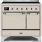 Ilve UMDI10QNS3AWC Majestic Ii 40 Inch Electric Freestanding Range In Antique White With Chrome Trim